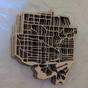 EUC Laser-Cut Wooden Toronto Map Coasters - Natural Wood
